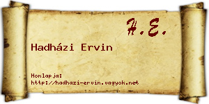 Hadházi Ervin névjegykártya